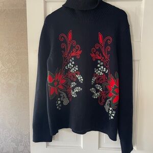 tory burch turtleneck sweater floral xl